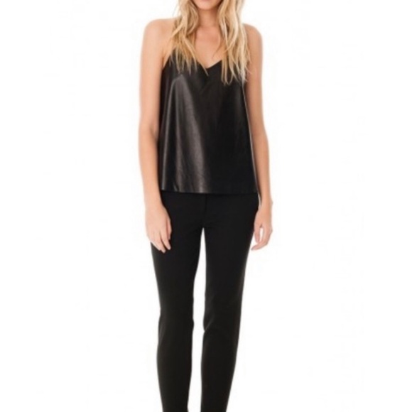 TIBI BLACK LEATHER SILK cami - Picture 6 of 8